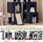Globlazer Tall Cat Tower for Indoor Adult Cats, 72-inch, S72G, Dark Grey | Heavy Duty Cat Tree House for Big Cats with 2 Extra-Large Padded Platform, 7 Sisal Scratching Posts, 3 Large Condos