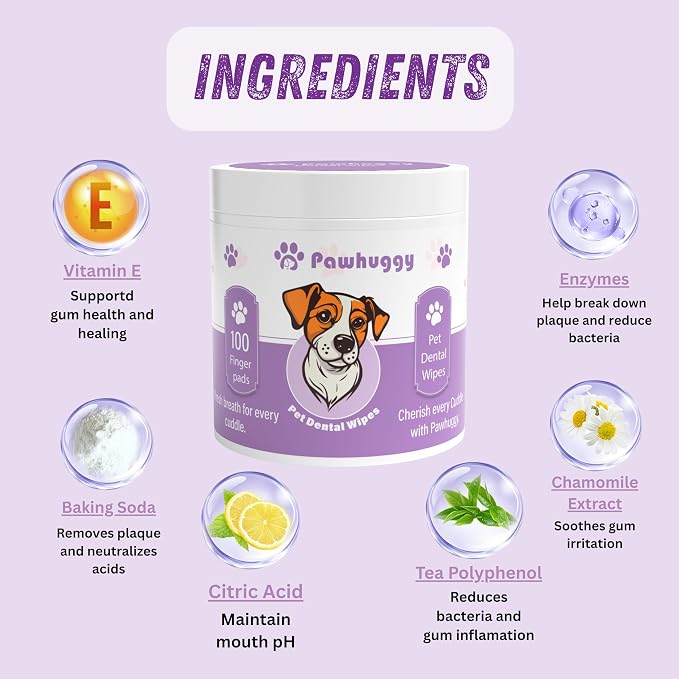 100 Finger Wipes - Pet Dental Wipes for Dogs & Cats - Dog Teeth Cleaning Powder & Toothpaste Alternative - Dog & Cat Teeth Cleaning Wipes - Freshen Breath & Reduce Plaque | Pet toothbrush alternative; textured finger wipes for teeth and gums; green tea...