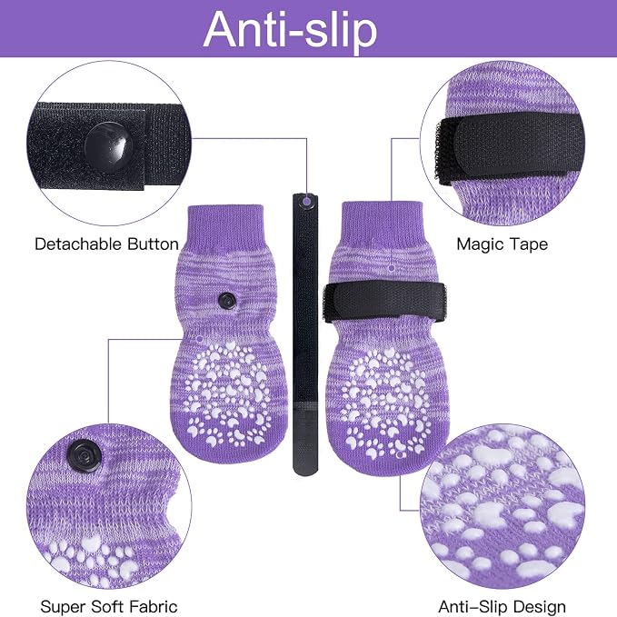 EXPAWLORER 6PCS Anti-Slip Dog Socks to Prevent Licking Paws,Dog Shoes for Hot Pavement,Best Paw Protector Traction Control on Hardwood Floor,Dog Booties for Puppy Small Medium Large Senior Dogs
