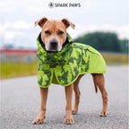 Spark Paws Dog Raincoat, Waterproof Windproof Rain Jacket, for Small Medium Large Extra Large Dogs, Reflective Breathable Full-Body Coverage Dry Suit - Camo Lime - L