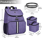 BAGLHER丨Dog Travel Bag, Airline Approved Pet Supplies Backpack, Dog Travel Backpack Accessories Set with 2 Silicone Collapsible Bowls and 2 Food Baskets. Purple