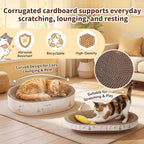 PatiencET 3-in-1 Cat Scratcher Cardboard Set for Indoor Cats | Cat Lounge Box with Wide & Slim Oval Cat Beds, Corrugated Cat Scratching Board for Furniture Protection, Rest & Play
