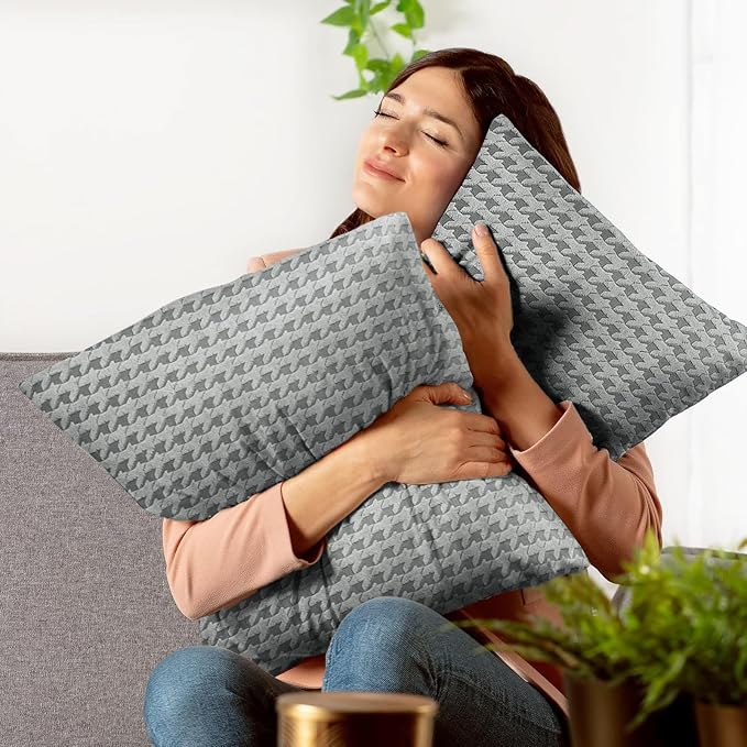 MAXIJIN Pack of 2 Throw Pillow Covers 18x18 Inch, Decorative Soft Couch Pillow Covers Square Accent Cushion Cover Farmhouse Pillow Cases for Sofa Bed Living Room Home Decor, Light Gray