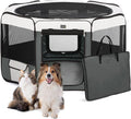 DONORO Dog Playpen Portable Pet Play Pens for Small Dog/Cat/Rabbit/Chicks, Cat Playpen Indoor/Outdoor with Carring Case, Removable Zipper Top and Bottom (Gray, Extra Large (55"x55"x30"), 8)
