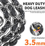 HOMIMP Heavy Duty Dog Leash - Chew Proof 4 FT, Reflective, Metal Training Leash with Soft Padded Handle, Strong Rope for Night Walking, Black