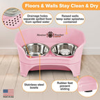 Neater Feeder - Express Model w/Slow Feed Bowl - Mess-Proof Dog Bowls (M/L, Pink) Made in USA – Elevated, No Spill, Non-Tip, Non-Slip, Raised Stainless Steel Food/Water Pet Bowls Aid Digestion