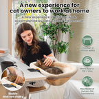 JUNSPOW Cat Desk Bed One-Click Folding Maximum Holds 40lb, Cream Fur | Sunken Design & Space-Saving Semi-Circular Cat Bed, Soft Faux Rabbit Fur Material, Suitable for Various Desktops