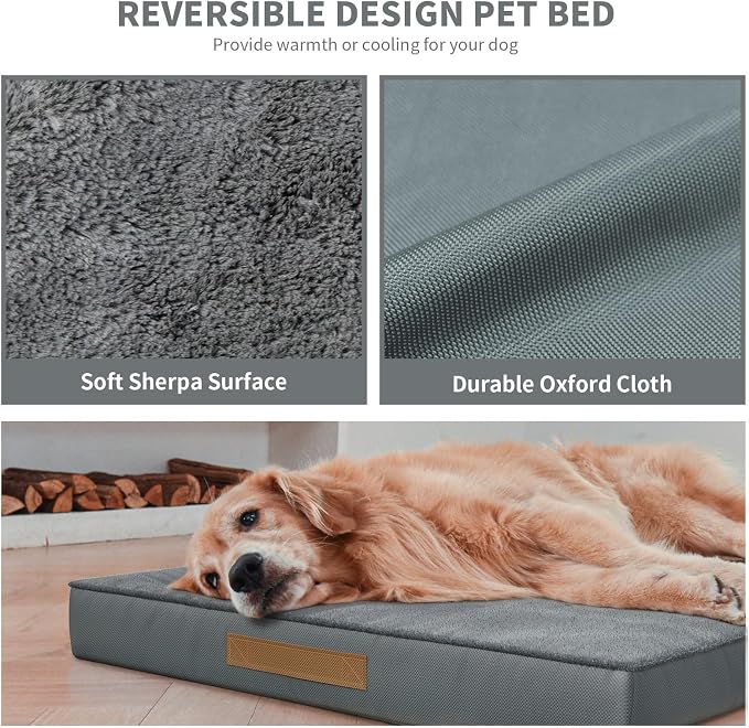 Outdoor Waterproof Orthopedic Dog Bed for Large Dogs | Egg Crate Foam for Joint Support, TPU Waterproof Layer, Machine Washable 1680D Oxford Cover, 36 x 27 Inch, Up to 65 lbs