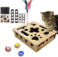 Cat Puzzle Toy,Cat Scratch Puzzle Enrichment Box,Cat Nail File Scratcher,Porous Design,Stimulate Cats Exploratory &Slow Down Eat Speed,Built in Frosted Paper,Polish Their Nail While Play
