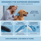 Round Bristle Pet Brush for Dogs and Cats - Soft Dog Brush for Grooming Short or Long Hair - Gentle Tool for Sensitive Skin Removes Dander, Dirt, and Detangles (Blue)