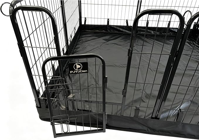 PJYuCien Puppy Playpen Plus Storage Bage with Bottom & Top Cover, 31.3" H | Heavy Duty, Dog Fence for Small Dogs, Foldable Square Pen, Indoor, Outdoor, Backyard Pasture, Camping, Protects Floors