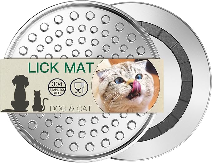 Lick Mat for Dogs & Cats, Double-Wall Stainless Steel, Small-1Pack | Non-Slip Heavy Duty Base, Mental Stimulation for Anxiety Reducer, Whisker-Friendly for Cat