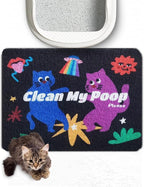 Lukamoo® Cute Cat Litter Mat (24’’X16’’), for Kitty Litter & Cat Litter Box, Independent Artist Designed [Neon Neko Series] (Disco)