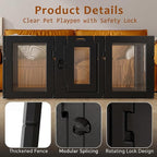 Clear Acrylic Dog Playpen Indoor, Puppy Cat Small Pet Play Pen, Easy Assemble & Disassemble Sturdy Plastic Dog Fence with Heavy Duty Door Lock (8 Panels - 24 in), Black
