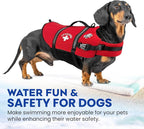 Dog Life Jacket - Swimming Vest for Dogs, Adjustable, Reflective, Comfortable, Multiple Colors, Patterns, XX-Small to Extra Large Dog Swim Vest with Handle (Red, Medium)