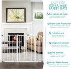 Regalo Safety 29"-49" Extra Wide Baby Gate, Bottom of Stairs & Doorways | Pressure Mounted with Door, For Babies, Toddlers & Pets, White, Tested & Trusted for 30 Years
