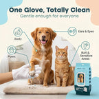 Uproot Clean Pet Grooming Gloves: Deodorizing & Grooming, 3-Month Supply | Extra-Thick Cat & Dog Wipe for Clean Paws, Eyes, Ears, Butt & Body, Lick-Safe. Mess-Free - Removing Tough Dirt, Odor, Oils