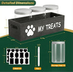qeerable Dog Treat Container Airtight Storage Jars Set of 3 - Clear Plastic Pet Treat Canister with Lids - Dog Food Container for Countertop Organization (grey)