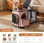 Lekereise Large Cat Backpack Carrier Expandable Pet Carrier Backpack for Small Dogs Medium Cats Fit Up to 18 Lbs, Foldable Puppy Backpack Carrier for Travel, Hiking, Pink