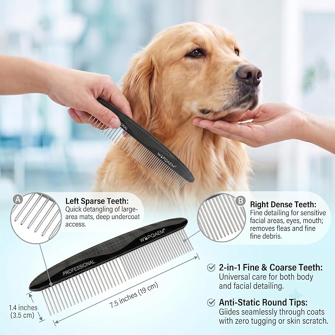5 PCS Cat & Dog Grooming Kit Brush, Self-Cleaning Slicker Hair Brush, Nail Clipper, Undercoat Rake, Pet Bath Brush with Removable Screen,Pet Comb for Short & Long Haired Dogs Cats, Black