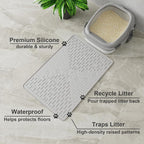Cat Litter Mat, 23.5x16 Silicone Trapping Mat Ash Grey | for Kitty Litter Box, Easy Clean, BPA Free Rubber, Center Litter Collection, Easy Pour-Back, Waterproof, Odor-Resistant