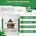 Dog Teeth Cleaning Wipes - Natural Coconut Oil & Aloe - Dental Wipes for Dogs - No-Rinse Pet Dental Finger Wipes - 50 Count