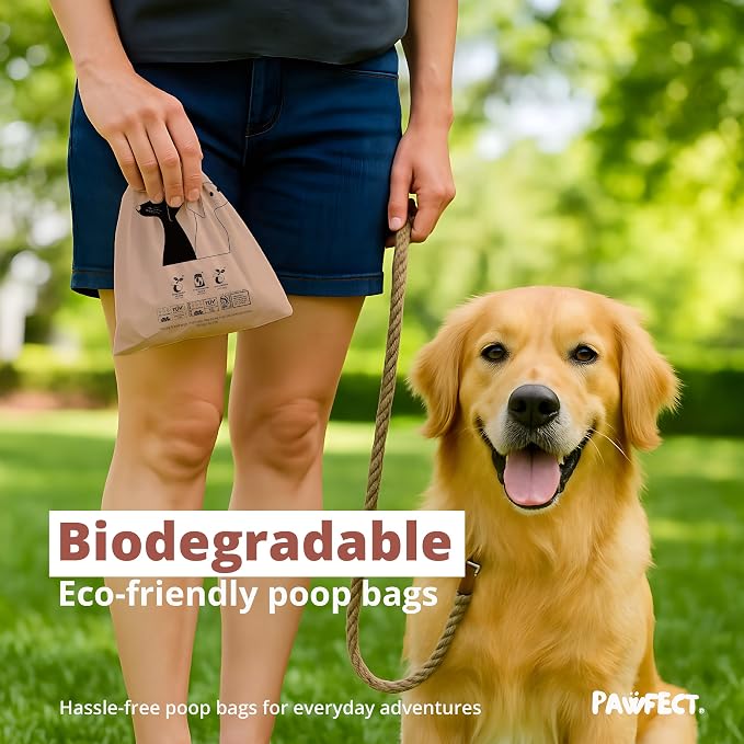 Pawfect Dog Poop Bags Rolls – Biodegradable Poop Bags, Compostable Dog Waste Bags, BPI Certified Pet Waste Bags, Unscented, Large, Puppy Poo, Earth Friendly, Bolsas Para Perros Popo (480 Counts)