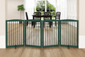PUPETPO Freestanding Pet Gate for Dogs, Indoor Wooden Dog Gate for House, Foldable Dog Gate for Doorway, Stair, Step Over Pet Puppy Safety Fence Tall, 80 Inch Wide, 4 Panels 32", Green