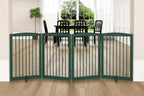PUPETPO Freestanding Pet Gate for Dogs, Indoor Wooden Dog Gate for House, Foldable Dog Gate for Doorway, Stair, Step Over Pet Puppy Safety Fence Tall, 80 Inch Wide, 4 Panels 32", Green