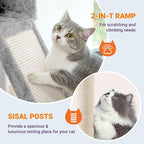Allewie 81 Inches Tall Cat Tree/Multi-Level Large Climbing Tree House and Towers for Big Feline/Condo and Hammock/Scratching Post/Wide Base/Grey