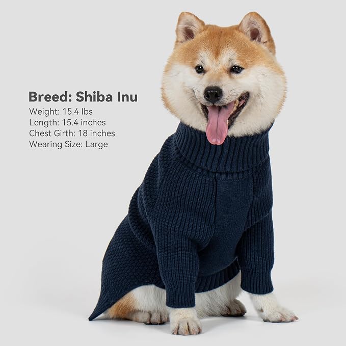 cyeollo Dog Sweater Long Sleeve Knitted Turtleneck Pullover Warm Clothes | Ultra Soft Warm Knit, Full Coverage, 4-Way Stretch for Easy Movement, Easy On & Off, Winter Daily Wear for Small Dogs