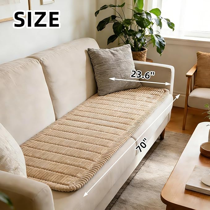 Dog Car Seat Cover, Pet Couch Covers for Car and Sofa,Non-Slip Backseat Pet Bed Mat, Machine Washable, Soft Plush Travel Seat Protector with Storage Bag (Brown,23.6''×70'')