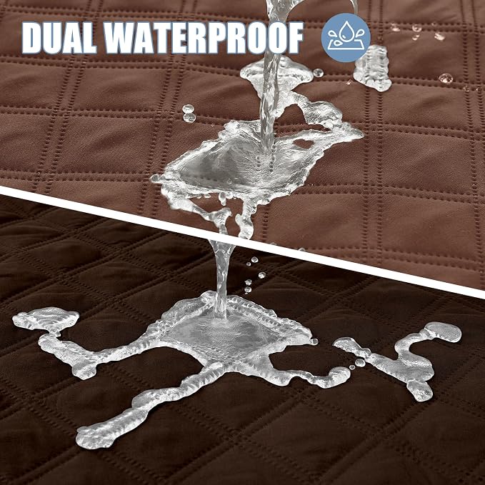 Smiry Waterproof Reversible Pet Couch Covers for Dogs | Pet Friendly, Soft Fabric, Washable Sofa Furniture Protector for Dogs Cat Kids, Checkered (30"x53", Brown/Chocolate)
