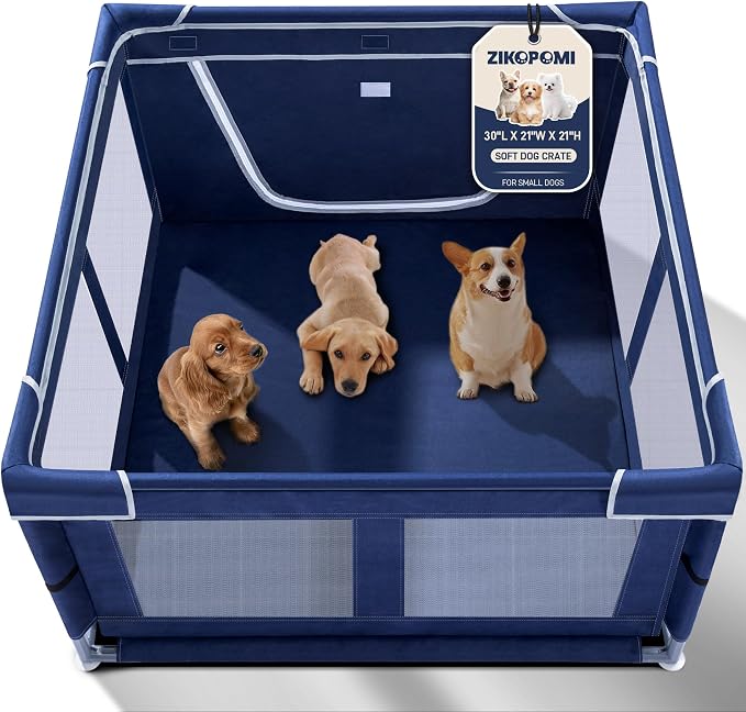 Puppy Playpen Indoor for Dog Small Pets, Dog Playpen 42x42 x25 inch, Dog Play Pen Indoors with Gate, Oxford Fabric Pet Exercise pens for Puppy, Anti-Tipping Dog Enclosure with Zipper Door