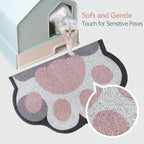 Cute Cat Litter Mat 24”x16”, Litter Box Mat, Litter Trapping Mat, Soft on Kitty Paws, Easy Clean, Anti Slip, Pet Accessories, Door Floor mats - White Pink60*40
