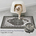 Glittme Cat Litter Mat with Non-Slip Bottom Litter Box Mat 40"X30" Litter Trapping Mat Easy to Clean Washable Cat Food Mat for Kitty,XL