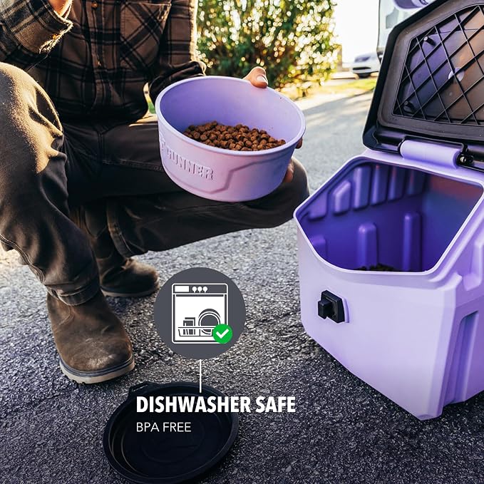 Dog Bowl with Spill-Proof Travel Lid, Lavender, 7-Cup Travel Bowl | Lavender 7-Cup Dog Bowl, Spill-Proof Travel Lid, BPA-Free, Rust-Proof, Shock-Resistant, Stackable and Dishwasher Safe