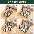 FXW AuraSpace Clear Acrylic Indoor Dog Playpen, 24" H, 8 Panels, Black | Open View, Modern Home Fit, No Climbing Bars, Tool-Free Setup, For Puppies & Small Dogs