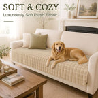 Smiry Velvet Couch Cover for Dogs, Non Slip Soft Sofa Protector for Pets | Washable Sofa Cover for Cats, Cozy Furniture Protector Against Pet Hair, Scratches, Fits Sectional Sofa(Khaki, 36"x47")