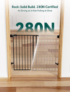 Babelio Baby Gate for Stairs, Kitchen & Doorways, No Bottom Bar| Easy Installation| One-Handed Operation| Auto-Close| Hardware Mount (Drill Needed) Safety Dog Gate (Black - B17, 34" H, 29-49" W-Wide) | Easy Install| One-handed Opening| Auto-close| Dril...
