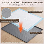 Dog Pee Pad Holder & Cat Litter Mat, L 34'' × 28'', Waterproof Floor Silicone Mat for Pets, Easy to Clean, Soft on Paws (Dark Grey)