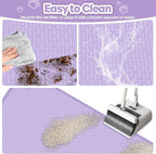 Silicone Cat Litter Mat for Litter Box 34”x22” Large Cat Mat, Purple | Waterproof, Non-Slip, Leak-Proof Rug Mat with Lip, Easy to Clean, Extra Large Litter Catcher Mat for Floor
