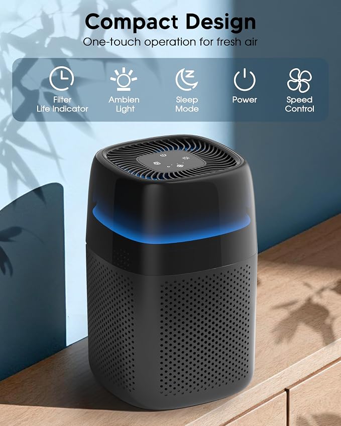 ZQA-5000A Air Purifiers for Home Bedroom to 1600 Ft², H14 True Room Air Purifiers for Bedroom With Sleep Mode Light Mode & Aroma Function Air Cleaner Smoke Odor Dust Pollen Pet Dander