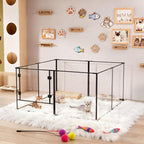 Acrylic Dog playpen Indoor: Clear Puppy Pen for Small Medium Dogs Cats with Metal Frame - 8panels 30inch Tall Transparent pet Fence with Door for Rabbits Guinea Pig