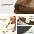 Waterproof Orthopedic Dog Bed for Extra Large Sized Dogs | Memory Foam Pet Bed Sofa with Bolster, Dog Couch with Washable Cover & Non-Slip Bottom, 45x35 Inch, Dark Brown