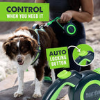 Mighty Paw Retractable Dog Leash 2.0, 16 Ft, for Medium Dogs, Heavy Duty | Reflective Nylon Tape, Tangle-Free Swivel Clip, One-Touch Quick-Lock Brake, Reflective Ring, Anti-Slip Handle
