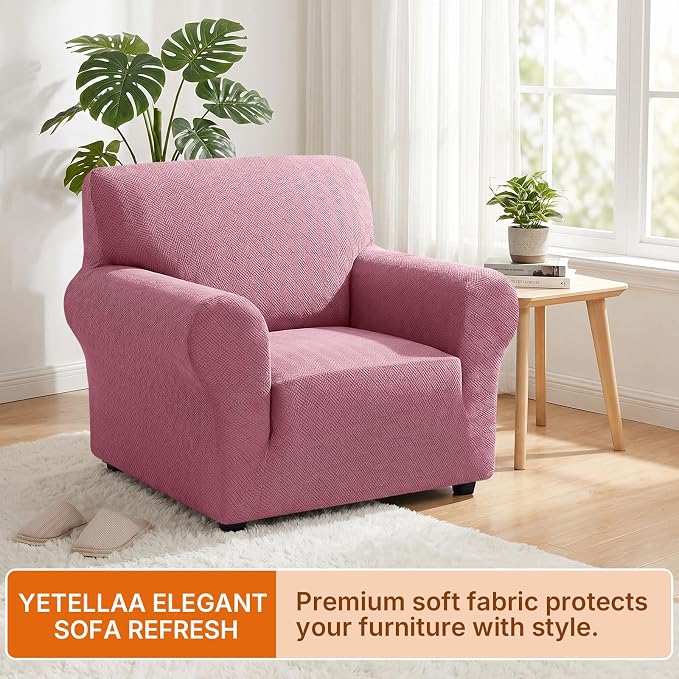 XINEAGE Stretch Armchair Slipcover, Non-Slip Pet Couch Cover,Pink | Washable Furniture Protector, Elastic Bottom, Dogs & Cats Friendly, Scratch-resistant, Fast Setup, High Elasticity