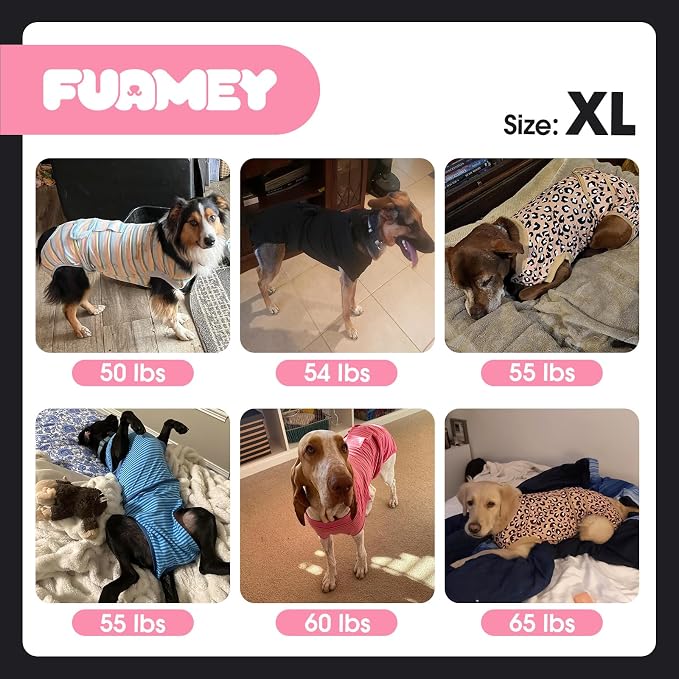 FUAMEY Recovery Suit for Dogs After Surgery,Soft Breathable Dog Bodysuit | E-Collar & Cone Alternative Surgical Suit,Male Female Dog Neuter Spay Suits Anti Licking Wounds Onesie Navy Blue Strips XL