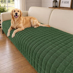 Smiry Velvet Couch Cover for Dogs, Non Slip Soft Sofa Protector for Pets | Washable Sofa Cover for Cats, Furniture Protector Against Pet Hair, Scratches, Fits Sectional Sofa(Dark Green, 36"x94.5")