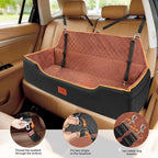XIEEAOZEE Large Dog Car Seat, Memory Foam Dog Car Bed for Backseat & Trunk, Washable Pet Booster Seat Under 100 lbs or 2 Medium Dogs, Pet Travel Seat with Storage Pockets, 2 Safety Belts